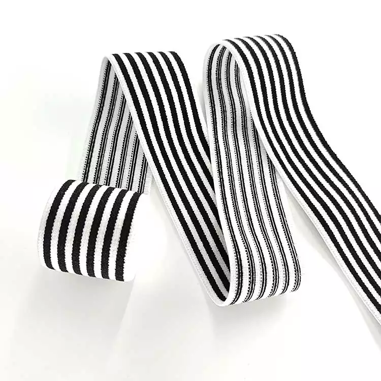 GEB028 Black Stripe Elastic Band, Sublimated Elastic Waistband, Web Band Elastic; Hats, Garments