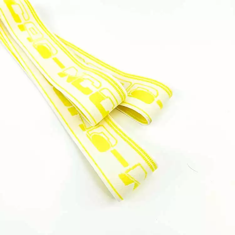 GEB210 Bottom Pricing for Bulk Orders Jacquard Elastic Tape Heavy Elastic Bands Elastic Web Band with Yellow Pattern