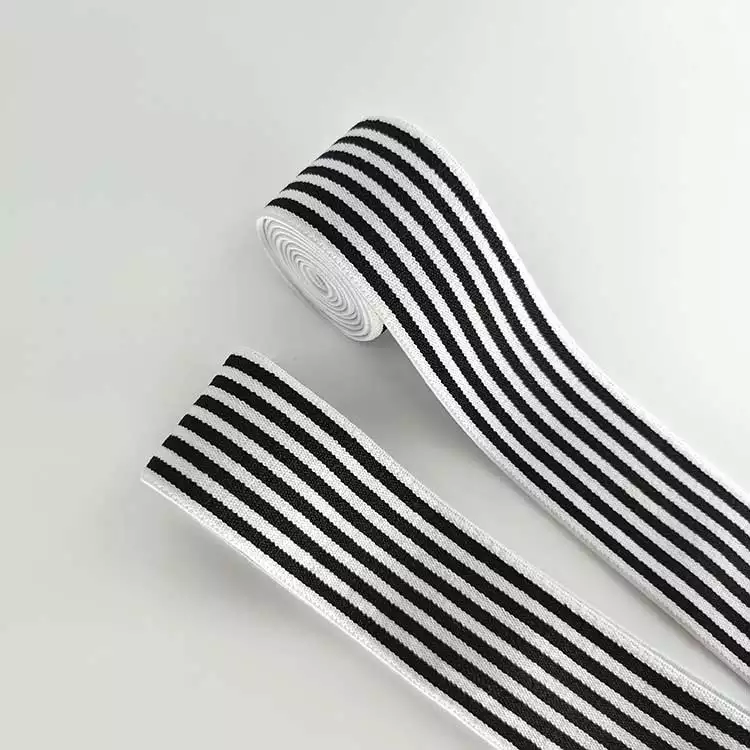 GEB028 Black Stripe Elastic Band, Sublimated Elastic Waistband, Web Band Elastic; Hats, Garments