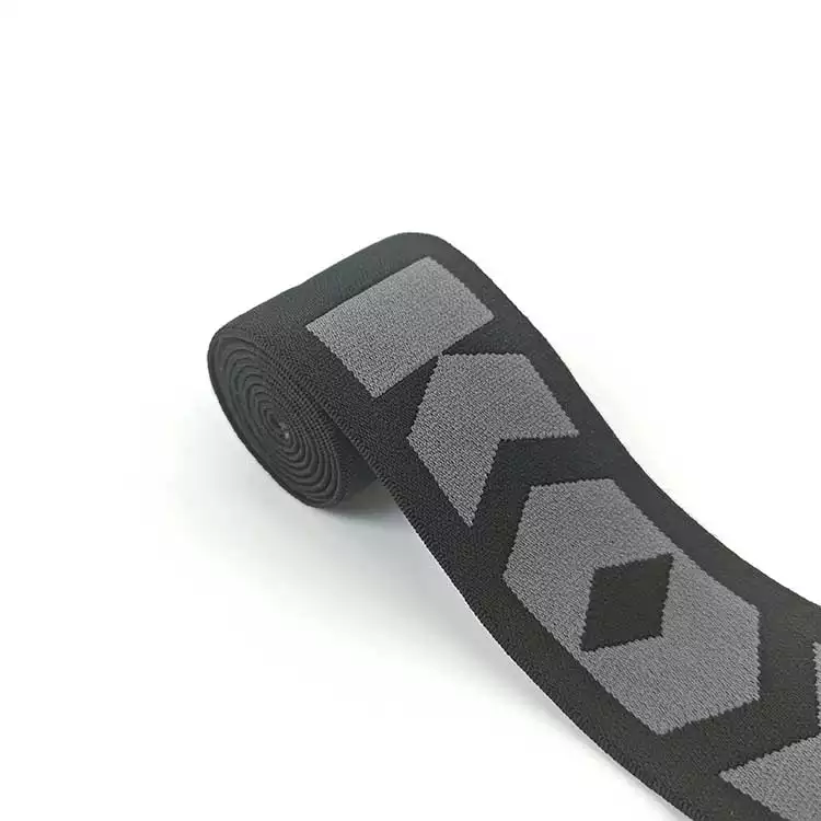 GEB078 Black Jacquard Elastic Web Band, Elastic Web Band, Jacquard Elastic; Clothing