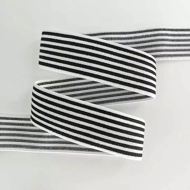 GEB028 Black Stripe Elastic Band, Sublimated Elastic Waistband, Web Band Elastic; Hats, Garments