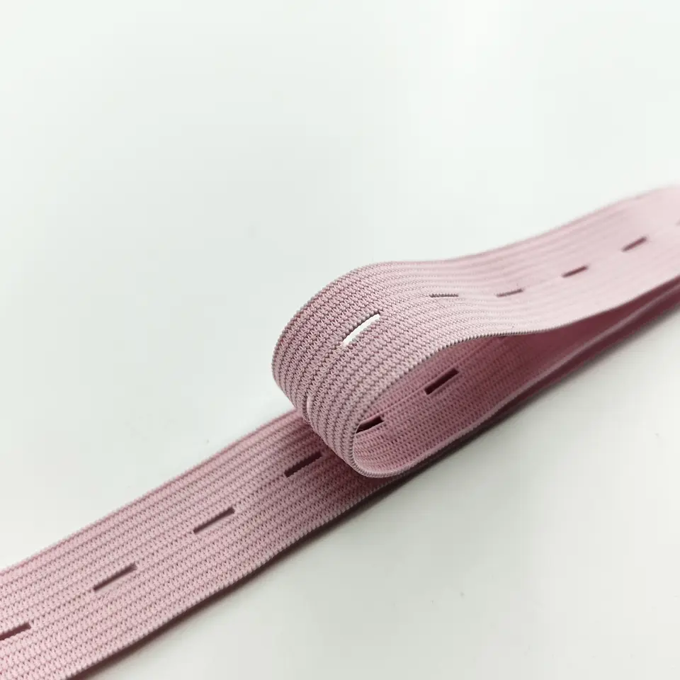 Free sample manufacturer custom color width buttonhole elastic webbing band