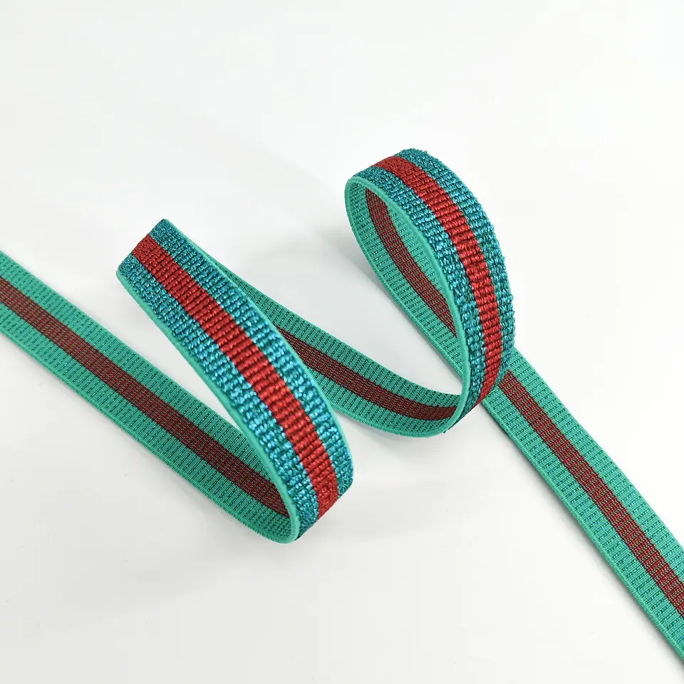 Free sample manufacturer custom logo width 4cm glitter colorful stripe elastic bands soft belt