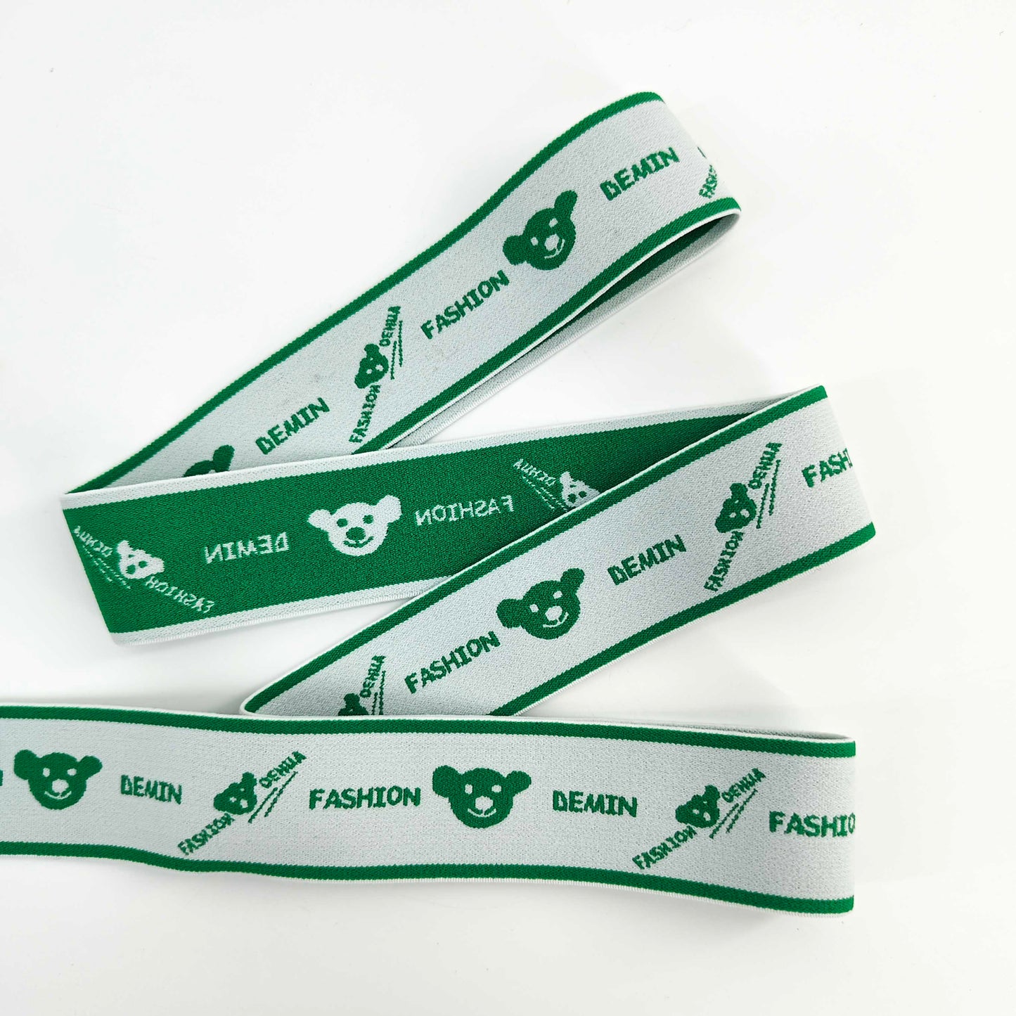 FZ-124 Green Little Bear Letters Jacquard Garments Elastic Band