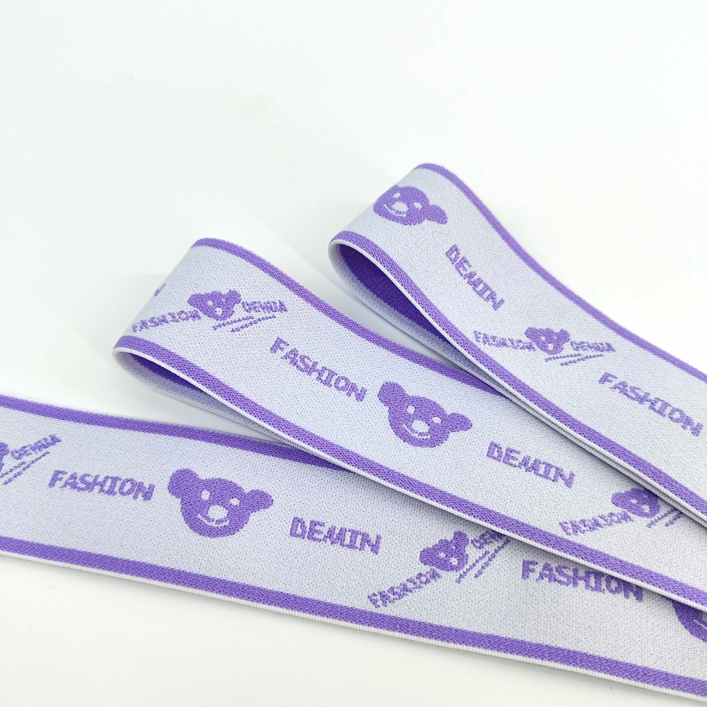 FZ-125 Purple Little Bear Letters Jacquard Garments Elastic Band