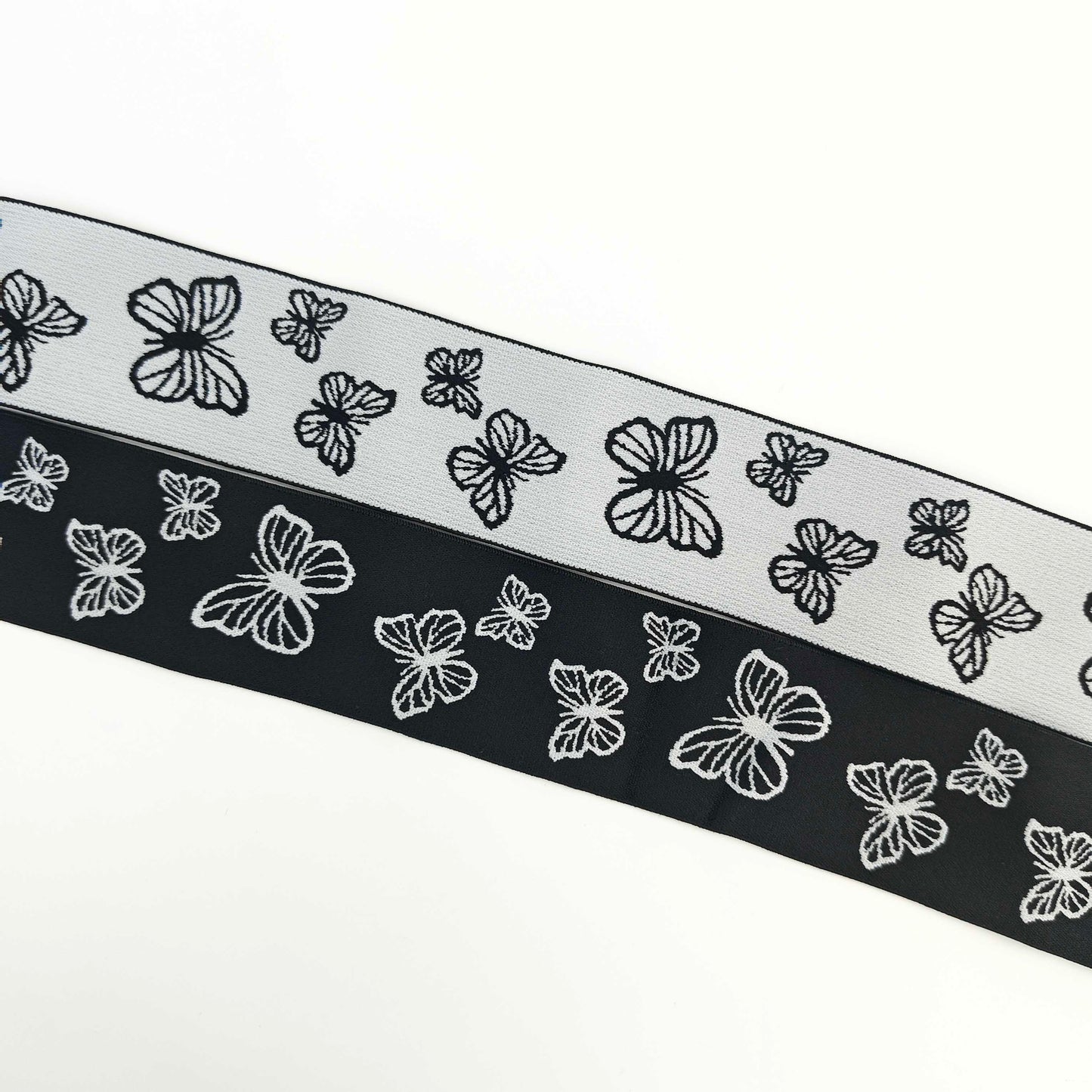 FZ-127 Black White Butterfly Jacquard Elastic Band