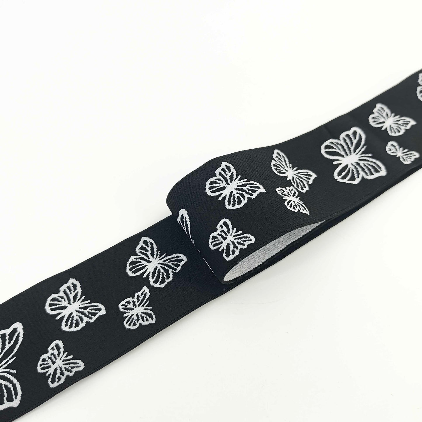 FZ-127 Black White Butterfly Jacquard Elastic Band