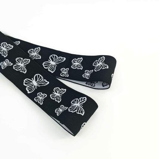 FZ-127 Black White Butterfly Jacquard Elastic Band