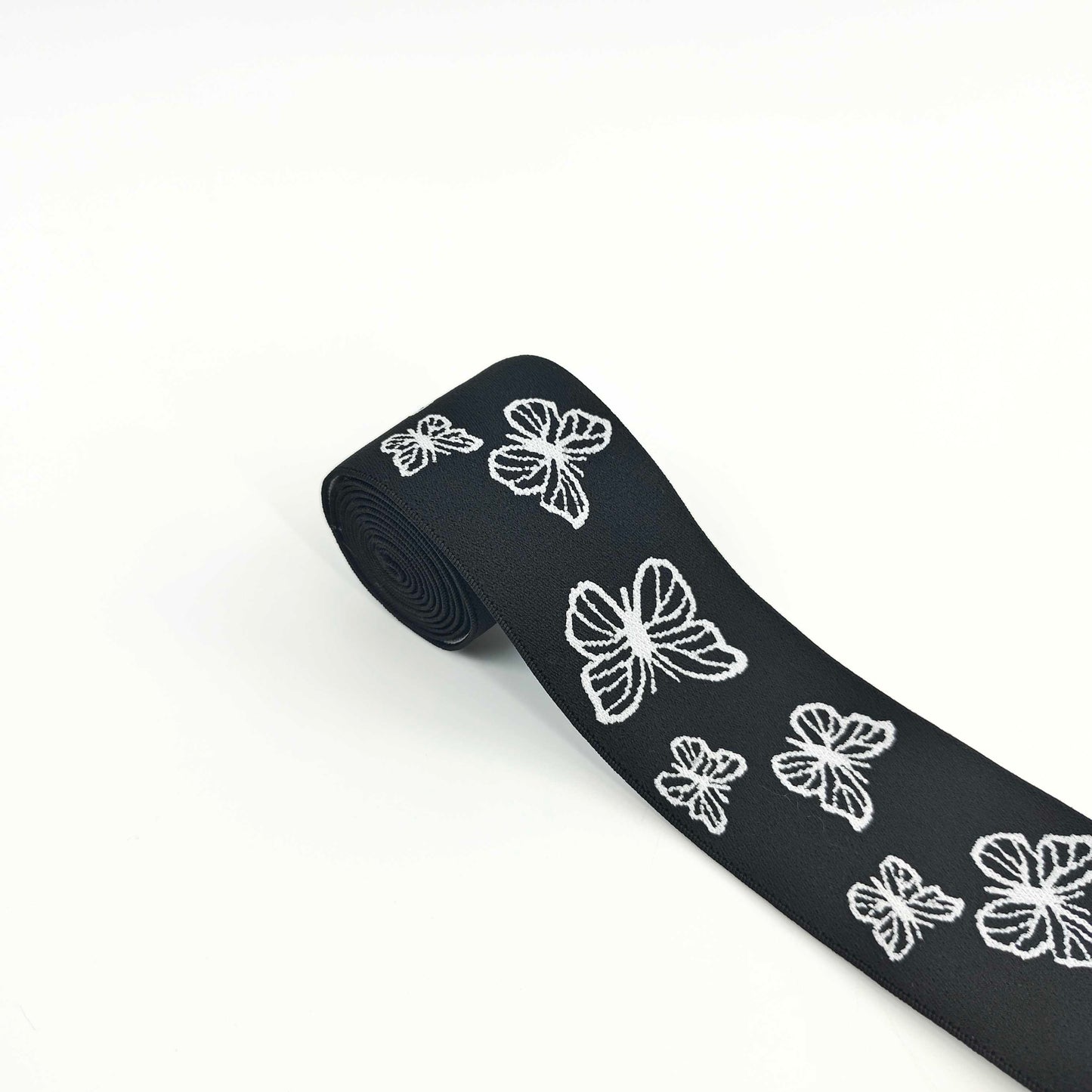 FZ-127 Black White Butterfly Jacquard Elastic Band