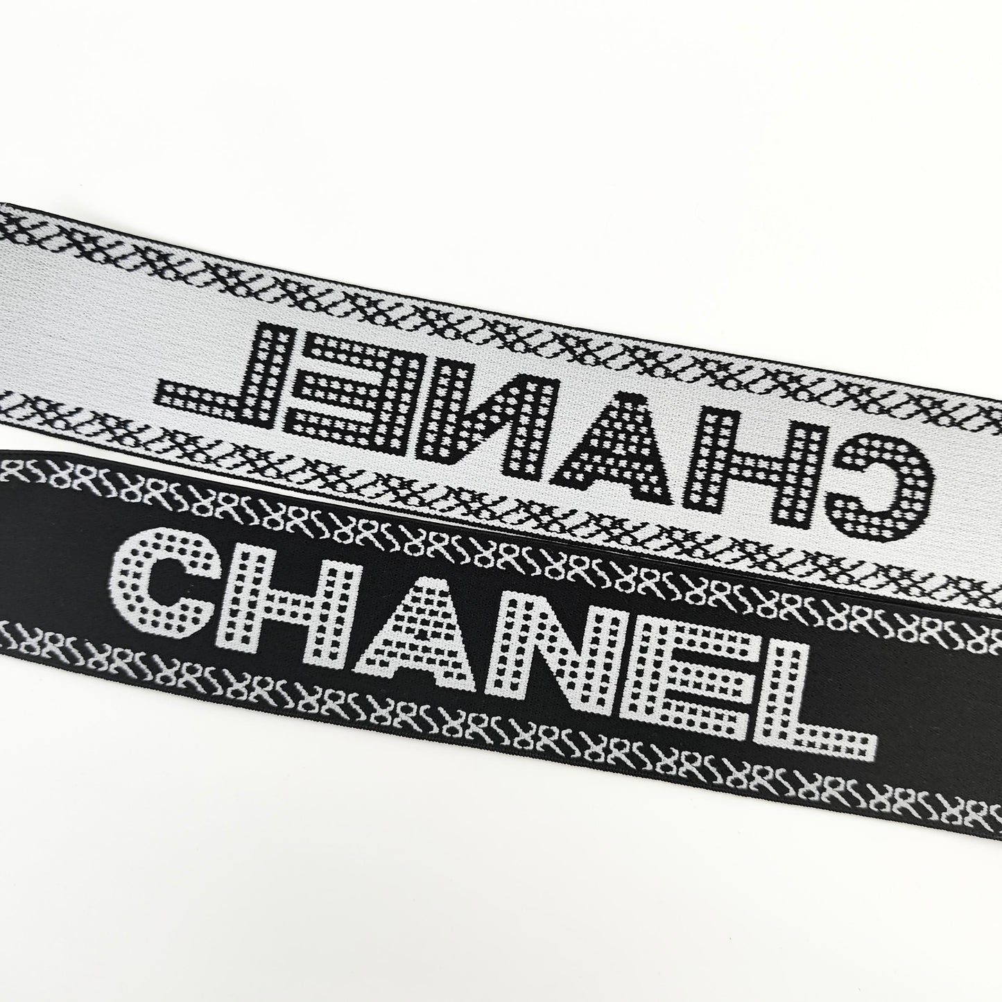 FZ-133 Black White Letters Jacqueard Garments Elastic Band