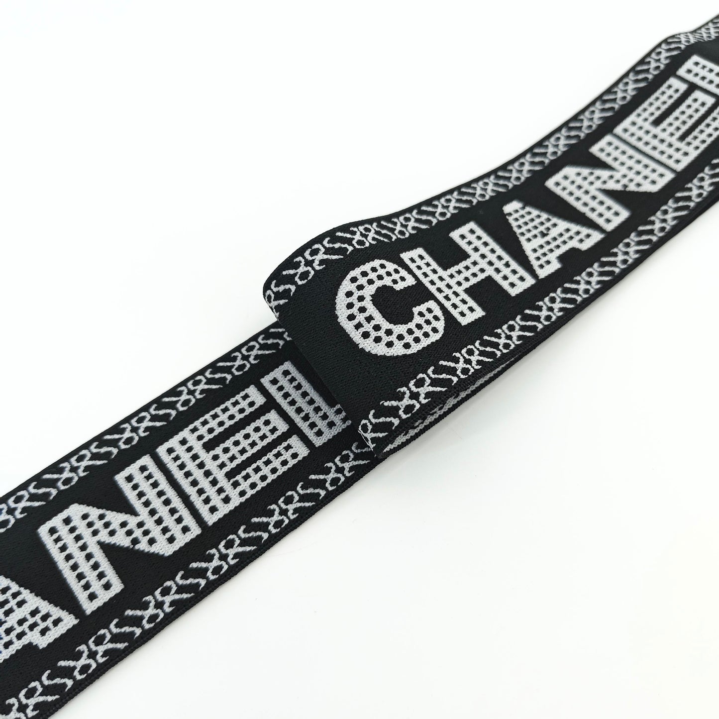 FZ-133 Black White Letters Jacqueard Garments Elastic Band